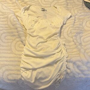 Princess Polly Cream Ruched Mini Dress